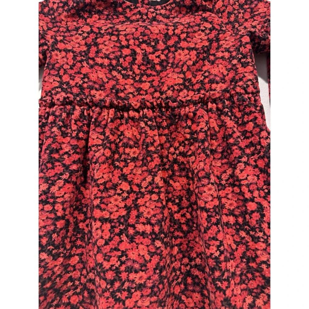 Baby Gap Red Floral Cordorouy Dress 4 Years Long Sleeve Cottage Western Country